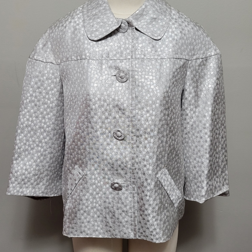 Lane Bryant metallic silver jacquard polka dot blazer size 14 - Picture 1 of 6